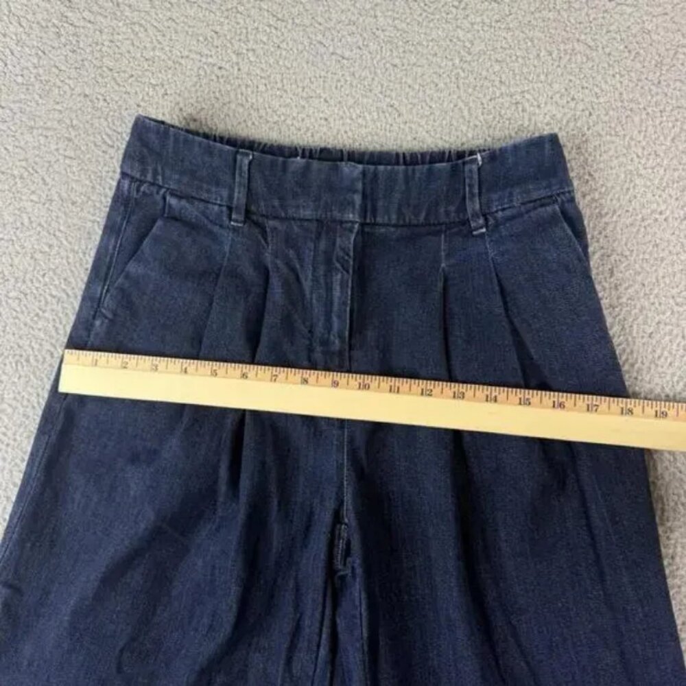 American Eagle  AE Denim Trousers Wide Leg High Rise Dark Wash 0 Short - Picture 4 of 10